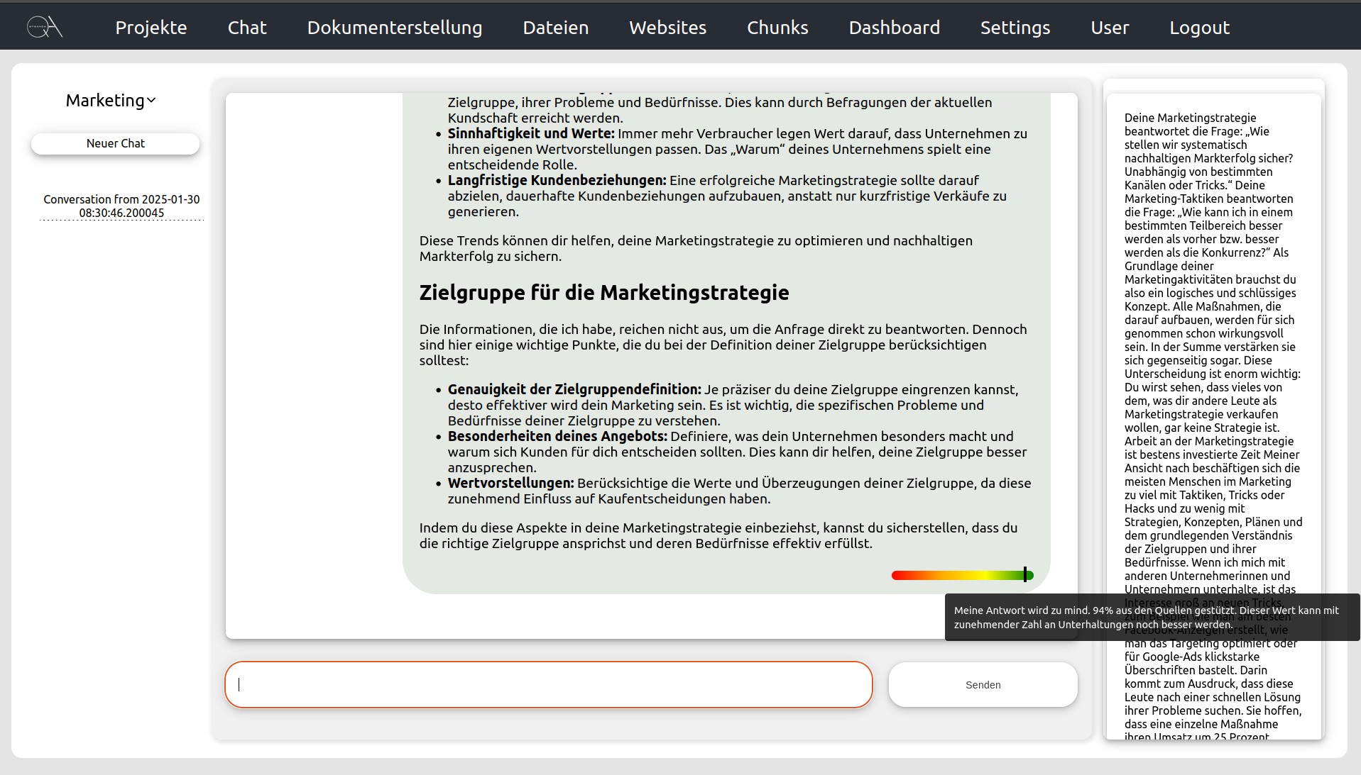 Confidence Score Anzeige